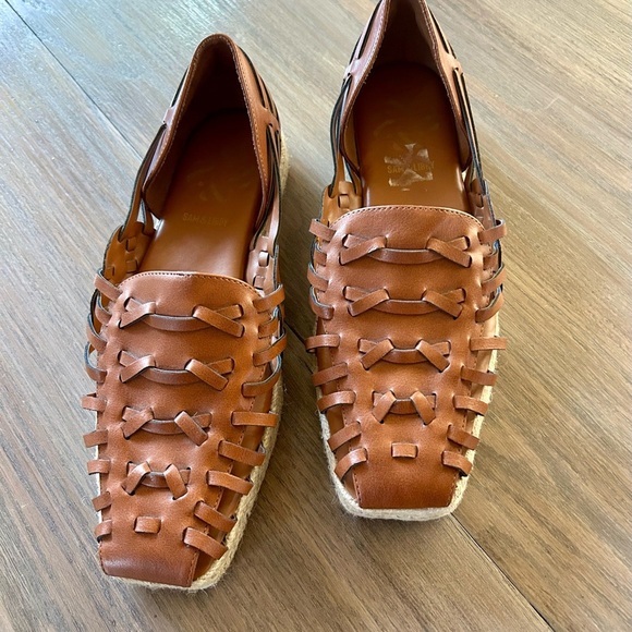 NWOT Sam & Libby Women's Brown Leather Boho Espadrille Flats Size 10 - Picture 7 of 8